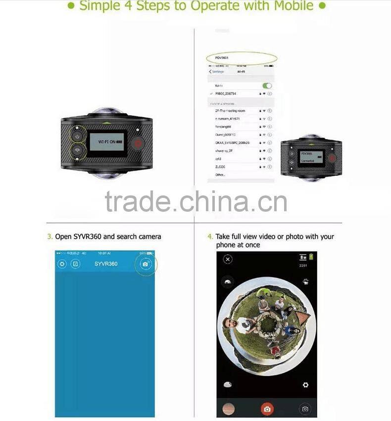 High Quality Waterproof 360 Degree Full View Video Camera VR HD Dual Lens Mini Go pro HD Sports Camera