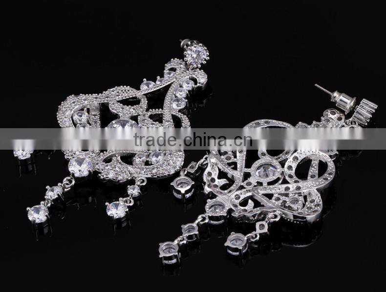 Wholesale Stock Small Order Fashion Women Retro Hollow Tassels Zircon Earrings