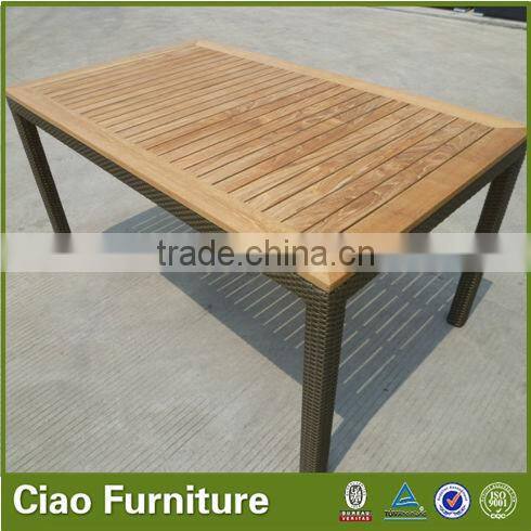 2014 new patio outdoor garden rattan teakwood dining table
