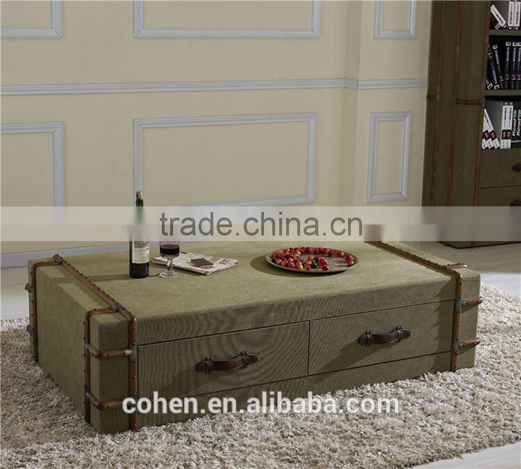 2016 Cohen furniture new design eco-friendly army green solid wooden tv table/canvas tv stand/fabric livingroom furniture