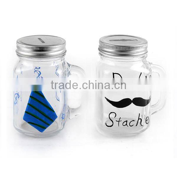 Fancy Mr and Mrs decal drinking water glass mason jar with deco