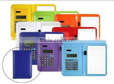 leather notebook with calculator and pen holder