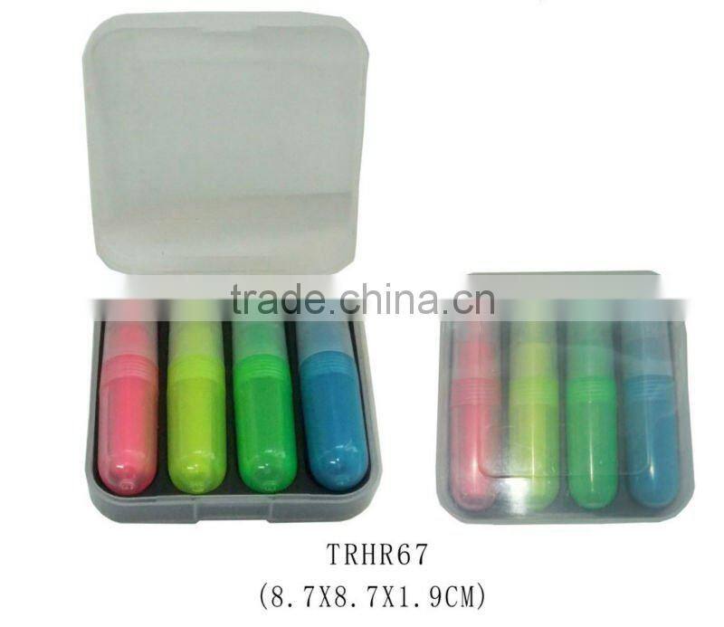 4 in 1 colorful Highlighter Pen with a plastic case for school and office