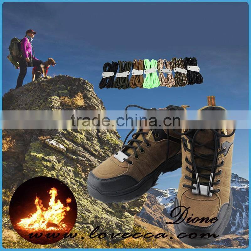 2017 New Trendy 550 Paracord Luminous Shoelace with Fire Starter & Metal Scraper Military Camping Hiking