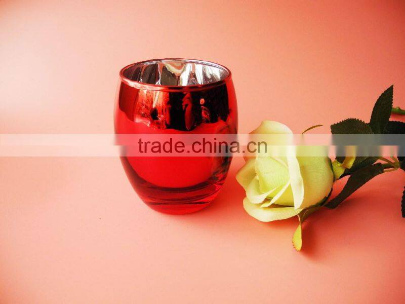 Red glass jar for candle new arrival