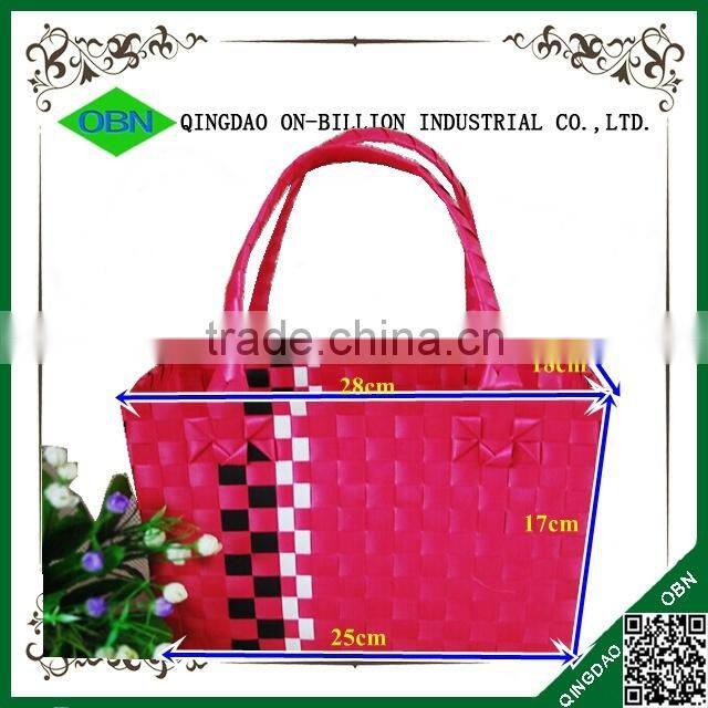 Custome recycled plastic woven shopping tote basket