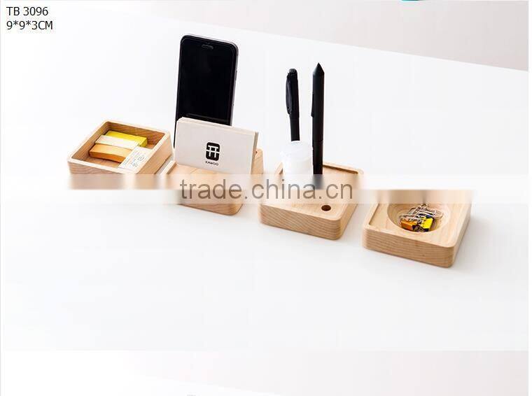 Set of 4 Modern nordic desk organizer office accessories wood mobile phone stand