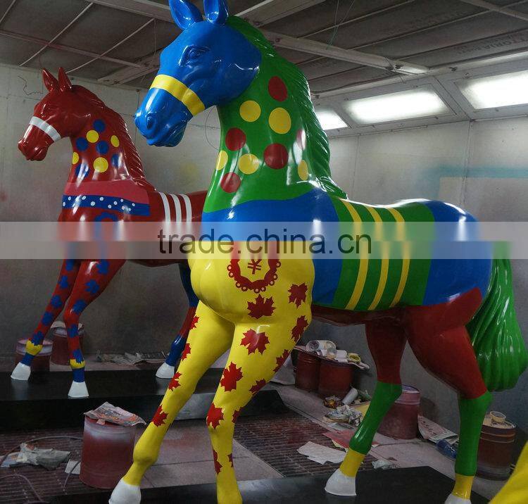 Fiberglass colorful horse sculpture statue