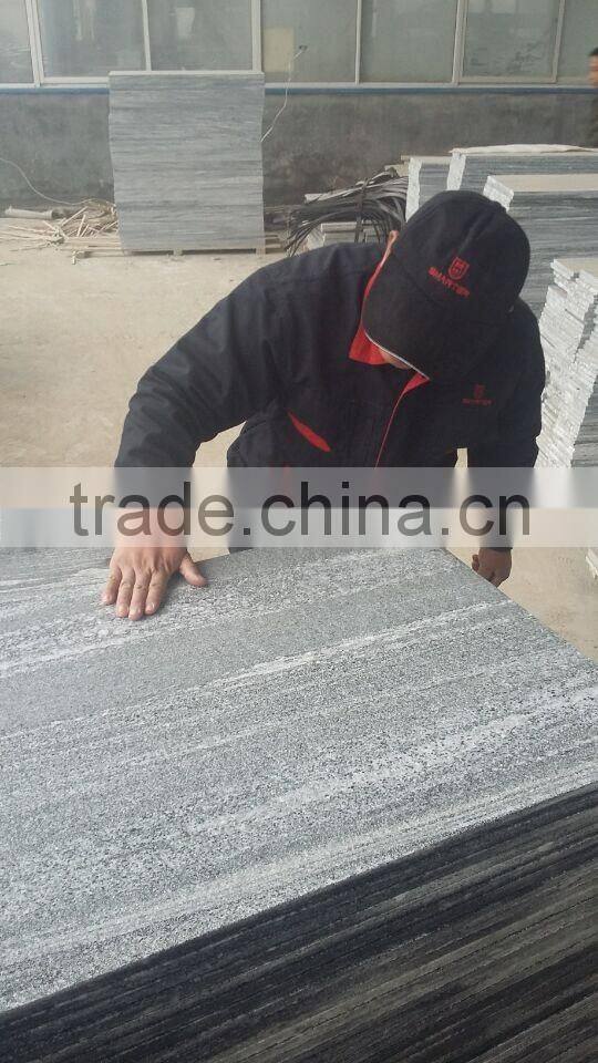 Vein Design Black Granite Flamed Tiles