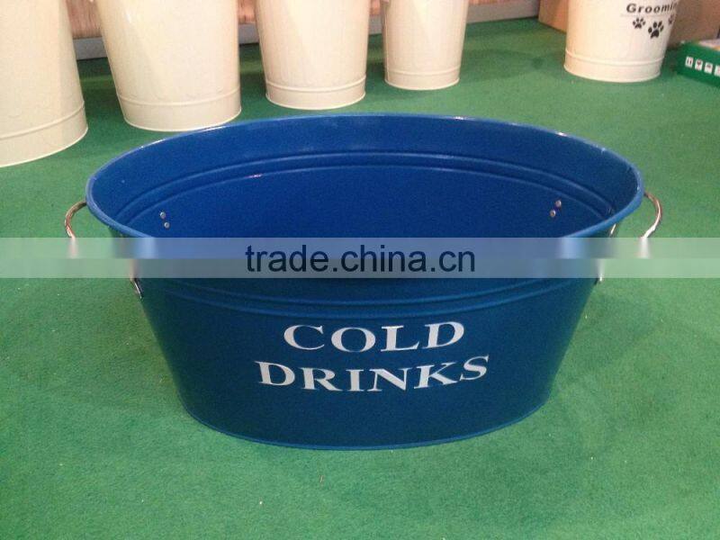 Home Oval Metal Laundry Bucket / Beer Cooler / Ice Bucket