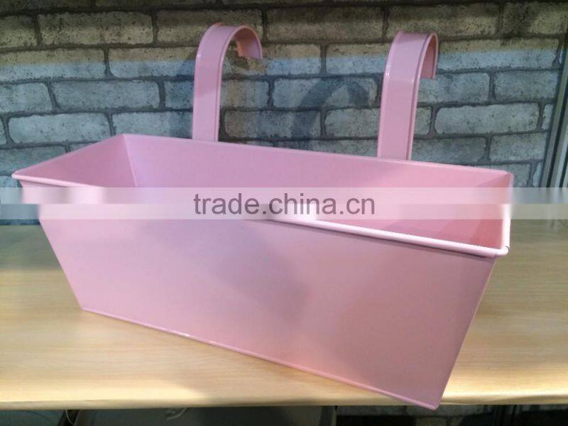 Bright Colours Double Fence Planters Garden Outdoor Metal Flower Pots Hanging Baskets