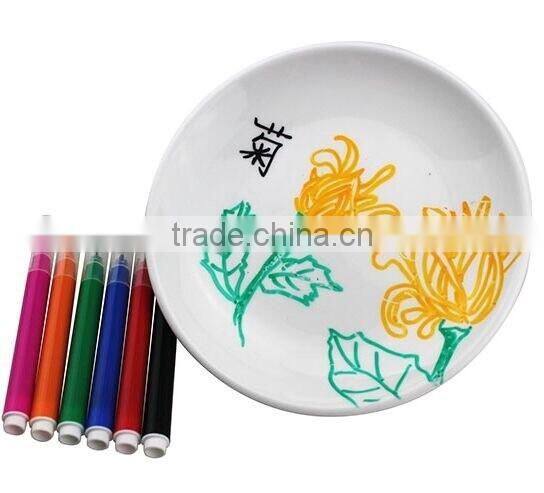ceramic plate with marker pen