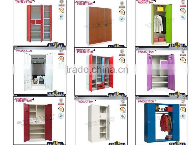 Customized different colour painting steel almirah wardrobe