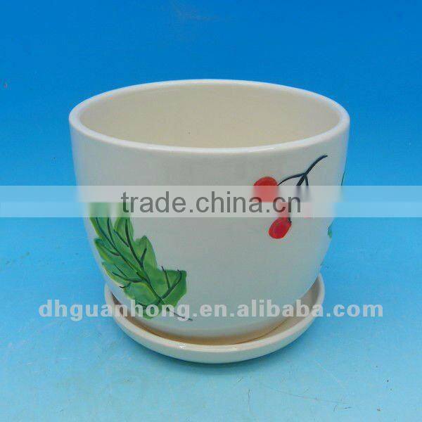 New design round white DeHua ceramic flower pot with saucer