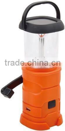 LED Solar dynamo Lantern with Hand Crank USB Li-ion battery camping lamp