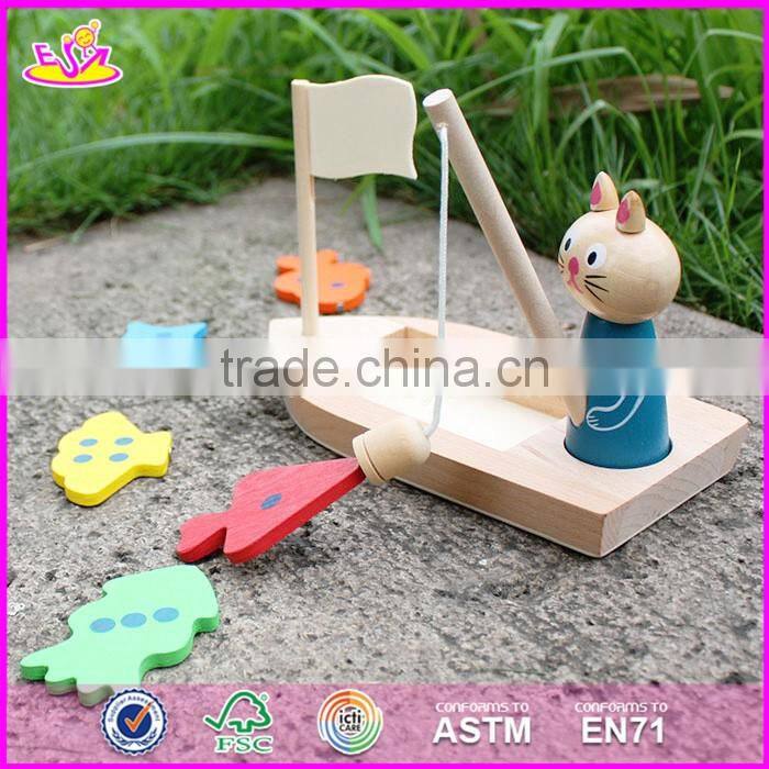 2016 new design kids wooden cat fishing toy W01B029