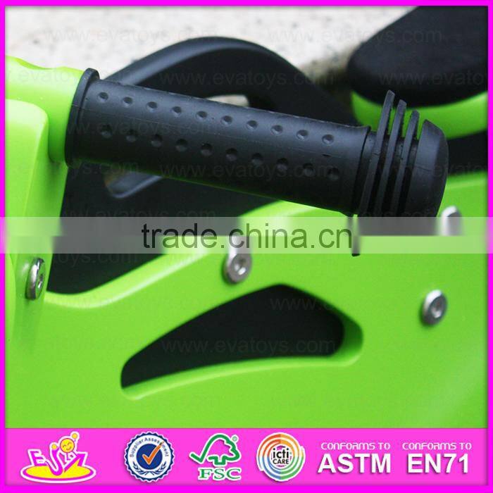 Green Motor Style Kids Wooden Balance Bike with CE approval,Cheap Balance Children wooden balance bike W16C069