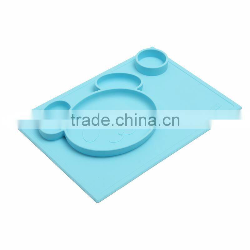Kids silicone square shaped snack trays hot selling silicone baby plates