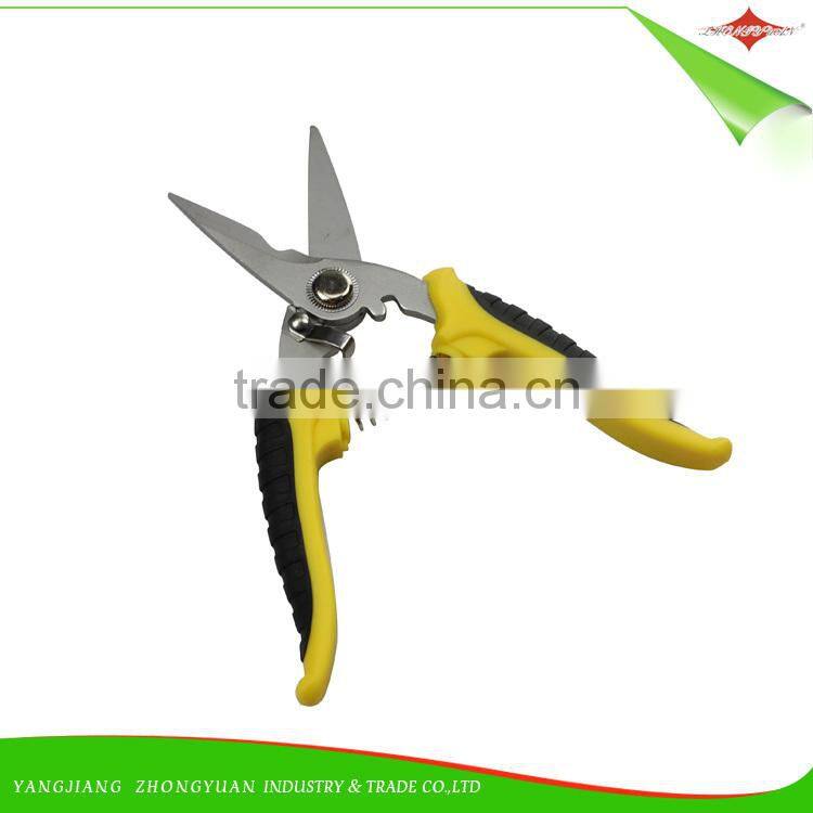 ZY-J2013 Professional 7 Inch electrician cable stainless steel wire cutting scissors with spring