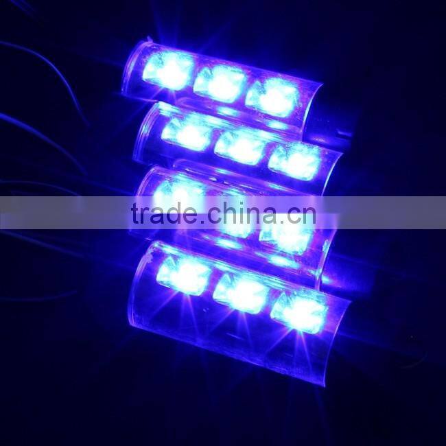 4Pcs Car Styling Interior Parking Decorative Light Passat B6 3 LEDs Led Lamp Car Door Charge 12V Glow 4in1 Atmosphere Blue Light
