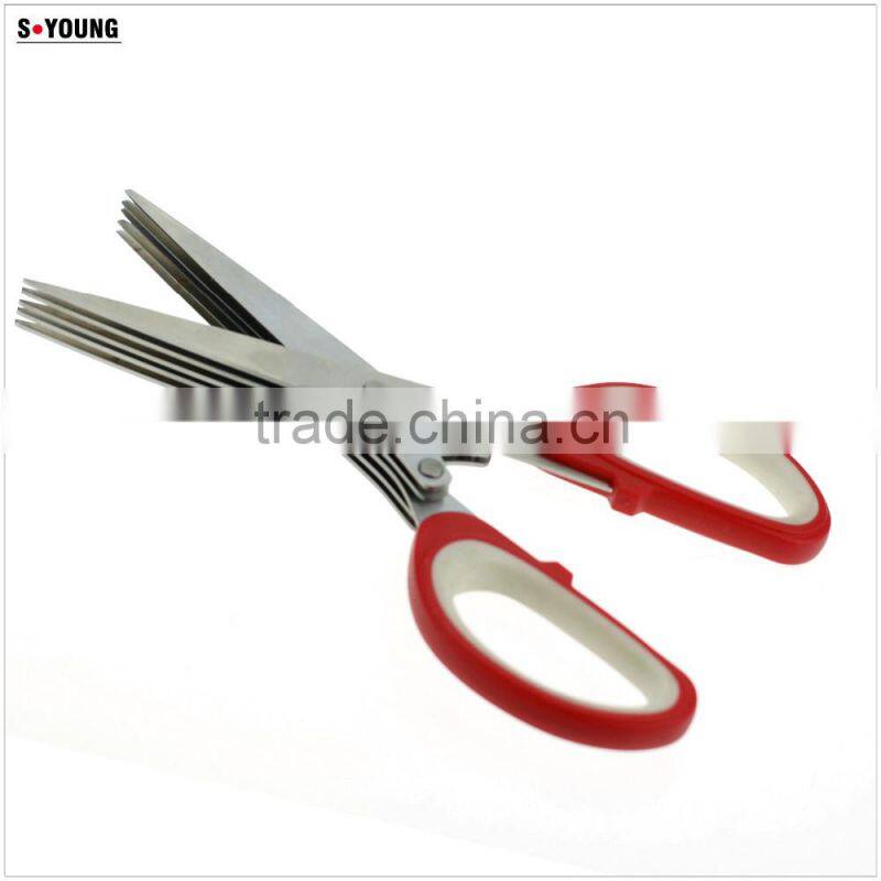 61052 Snipping shearing Plastic Household Kitchen Stainless Steel 5 Blades herb scissors