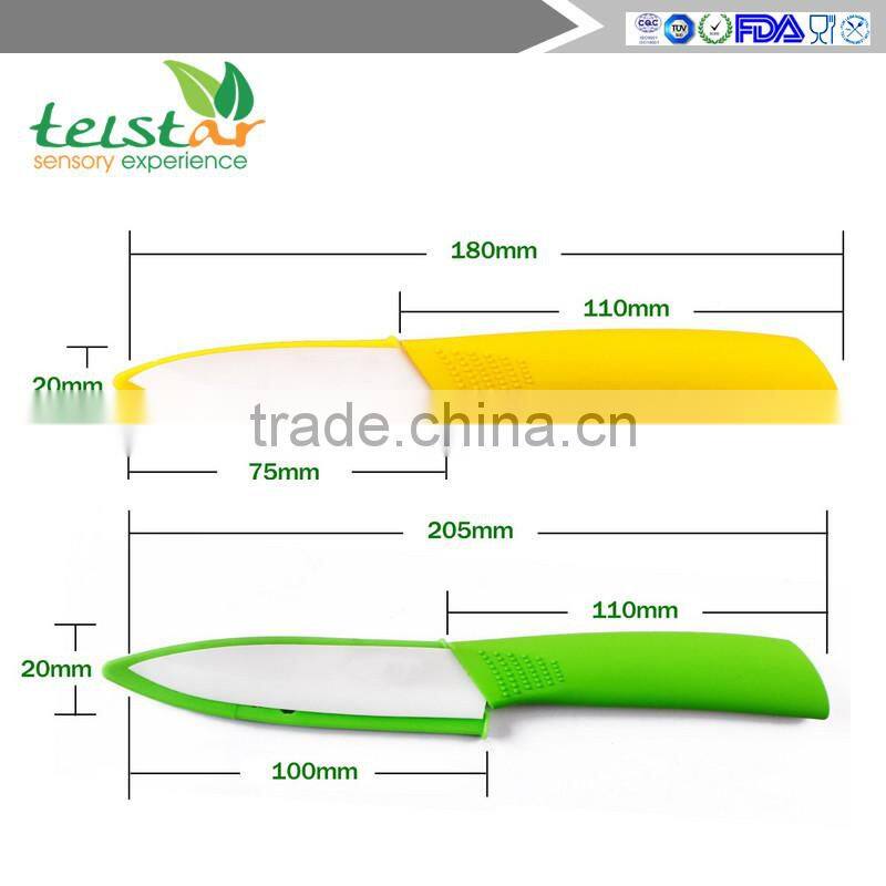 Ceramic cutting tool ceramic knife set of 7 pieces of white blade 3 ", 4 yellow chef knife "green utility, 6" orange, red peeler