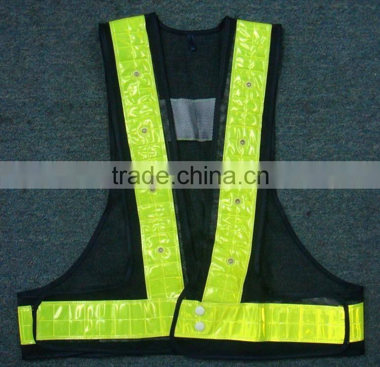 Reflective Led Lighted Flashing Police Safety Vest With Velcro EN471 High Visibility