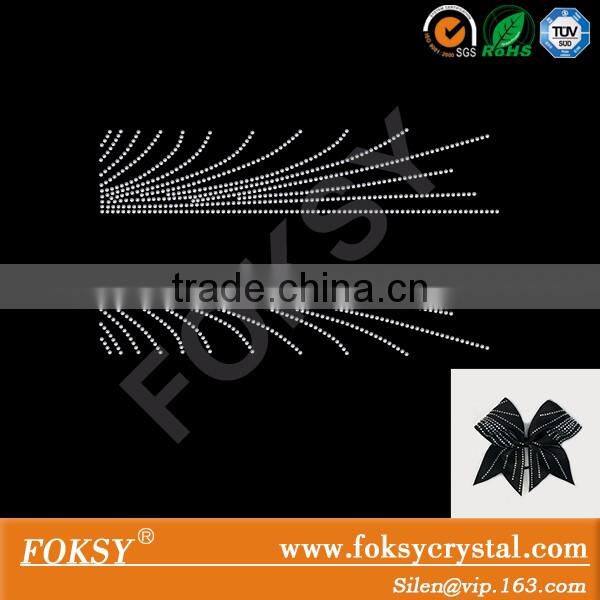 Customized cheer bow strip pattern bling design rhinestone iron on transfer designs