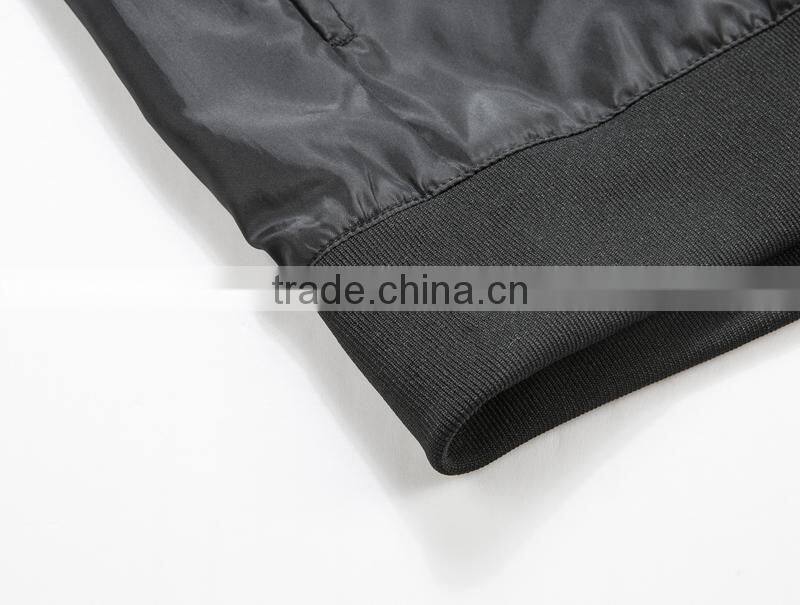 Manufacturer From Jiangxi Men's Waterproof Jacket Black Color Open Fly with Zipper 100% Polyester AC Coated With 1x1 Rib