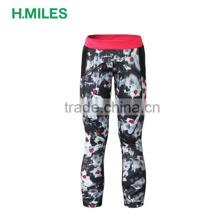 Quick Dry sublimation printed ladies gym running leggings shiny seamless yoga pants