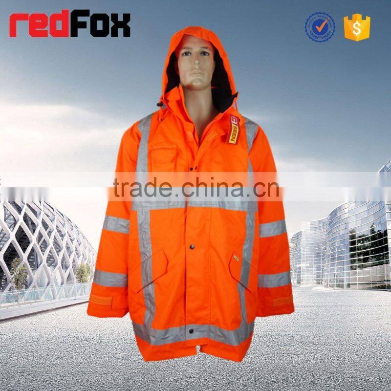 full length cheap orange waterproof rain coat