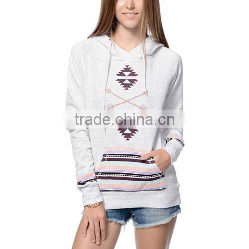 Fashion women grey print hoodie sweatshirt custom in Nangchang