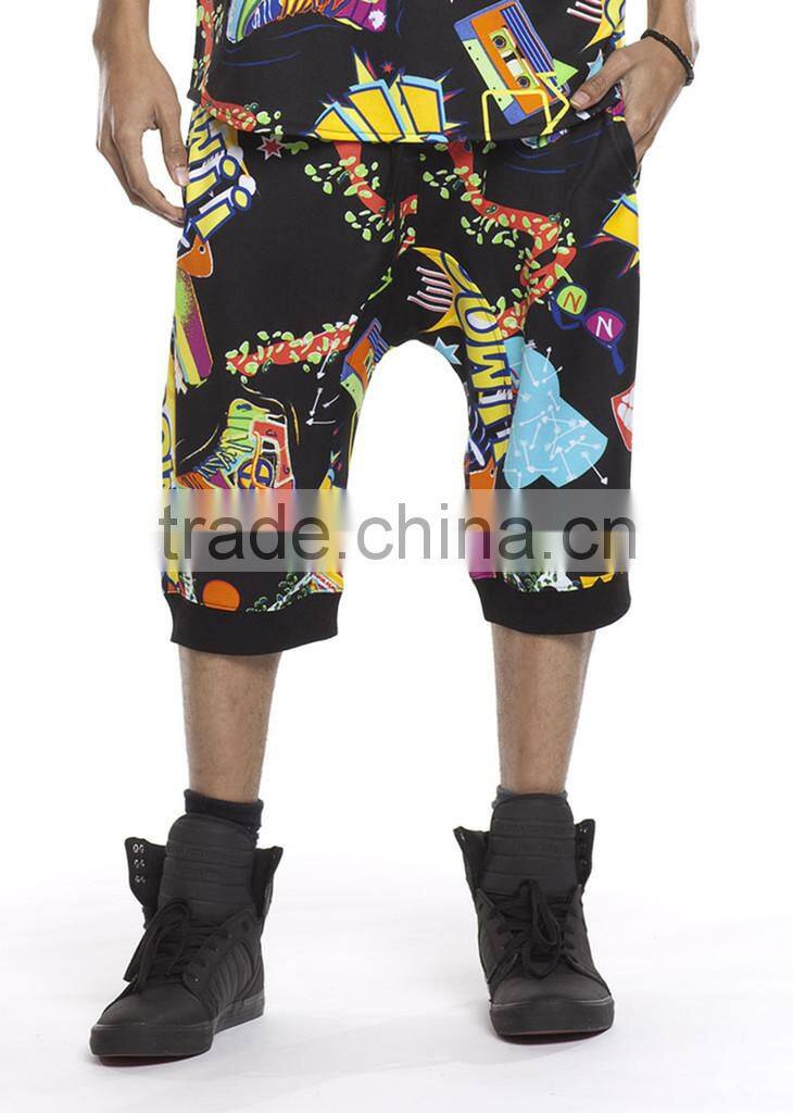 Mens wholesale casual printed jogger shorts