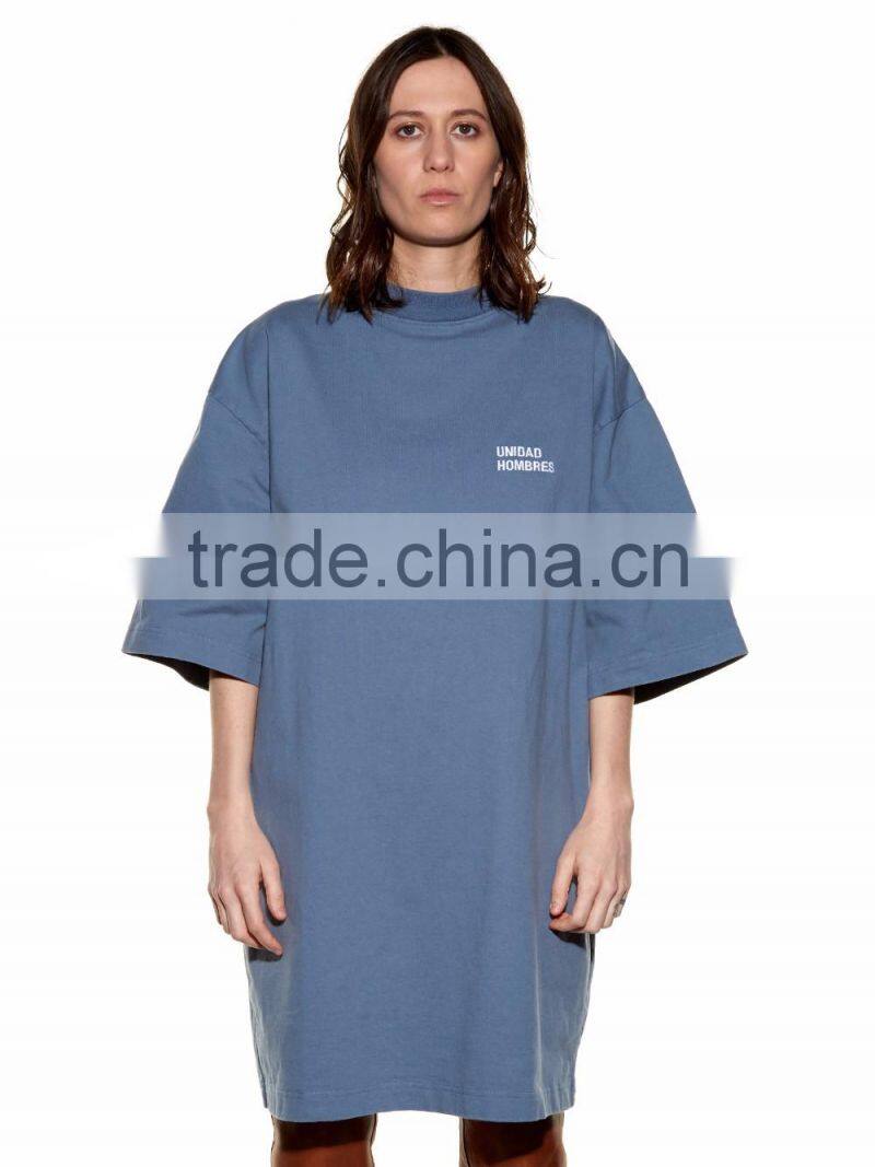 Oversized Cotton Jersey T Shirt With Embroidered Logo Short Sleeve Drop Shoulder Casaual Tee Dress