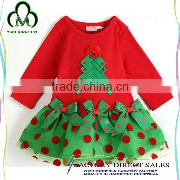 2014 new design christmas girls dresses tutu ruffles skirt colorful girls dress long sleeve girls party dresses