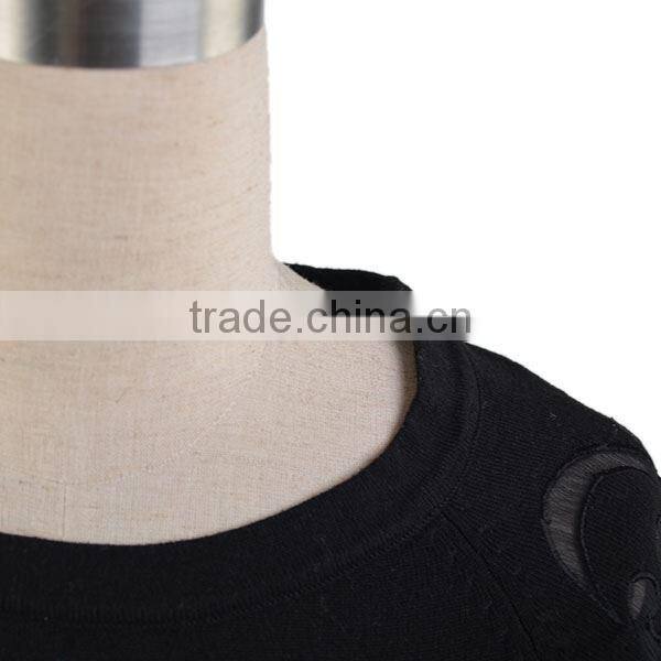 2014 hollow embroidered chiffon patch sweaters