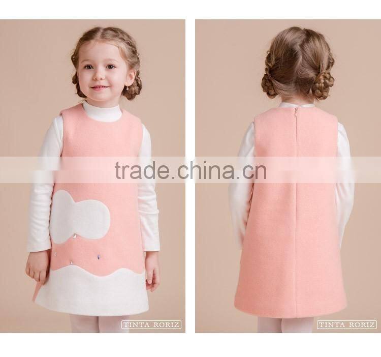Girls sleeveless Woolen Dresss Fashion Designs For Girls Kids A-line Dress OEM Service