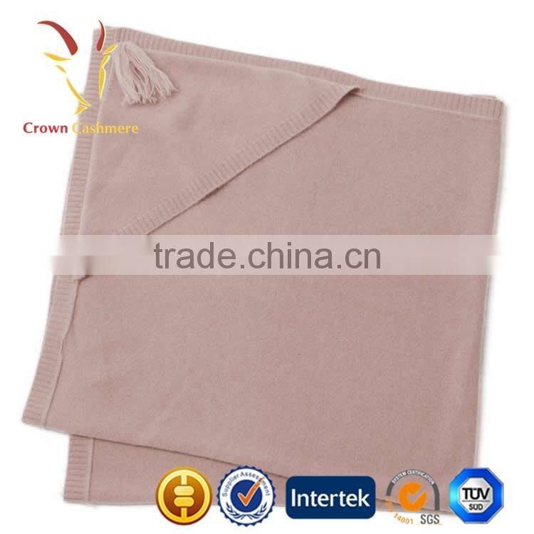 Wholesale Knitted Kid Cashmere Throw Blanket With Fringe