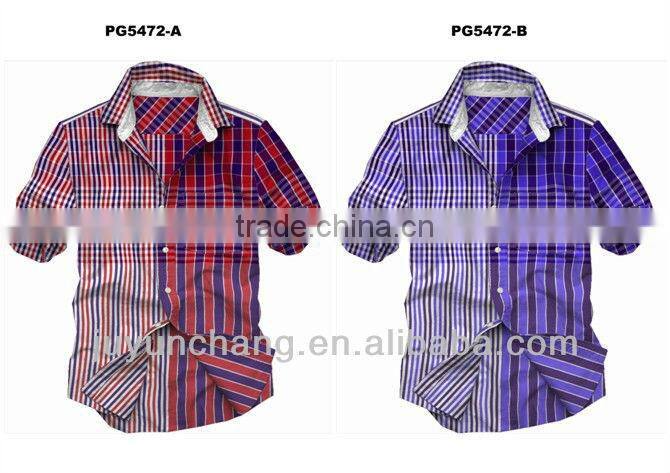 2014 new style yarn dyed short sleeve casual shirt