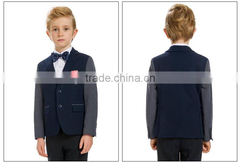 ELPA 2016 Fashion Hot sale Dark Blue China manufacture casual kids blazer with gray sleeve
