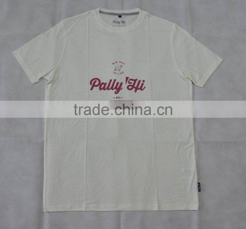 OEM Men's 100% Superfine Merino Wool Printed Fashionable Short Sleeve, T-Shirts Plus Size