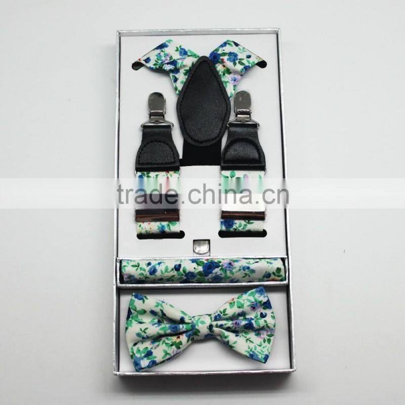 Factory customize best suspenders,hanky and bowties box gift sets