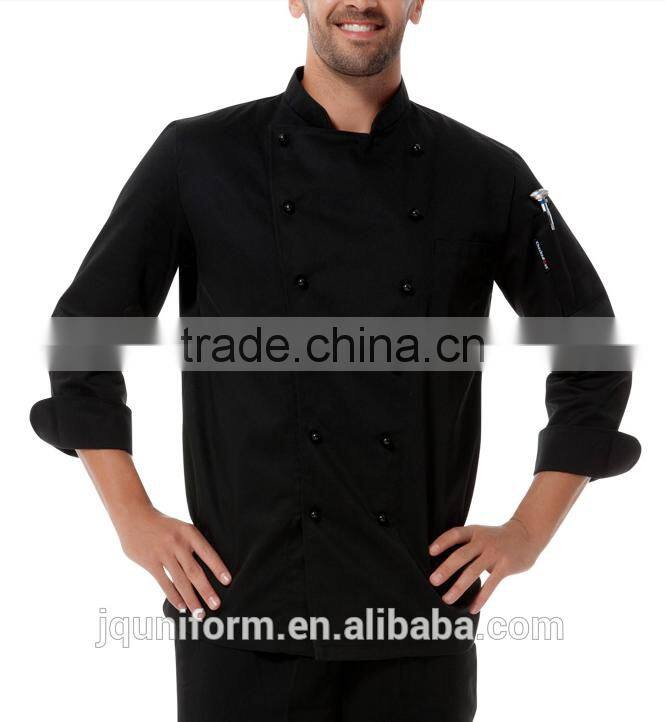 Guangzhou Uniforms Manufacturer New Design Black Cotton Fabric Unisex Chef cook uniform kitchener uniforms