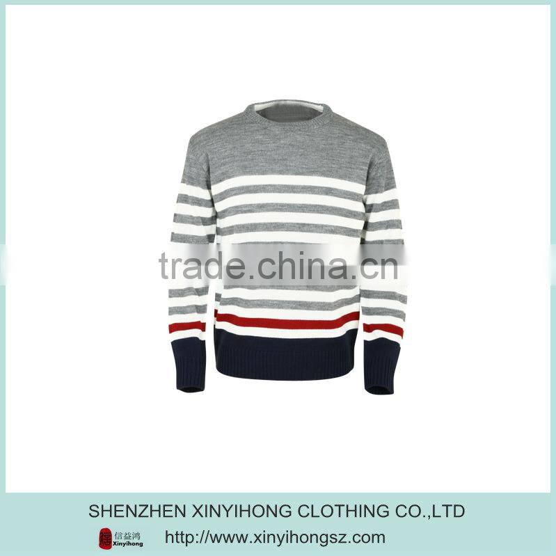 Cotton Stretch Conatract Colors Long Sleeve Golf Knitwear For Men