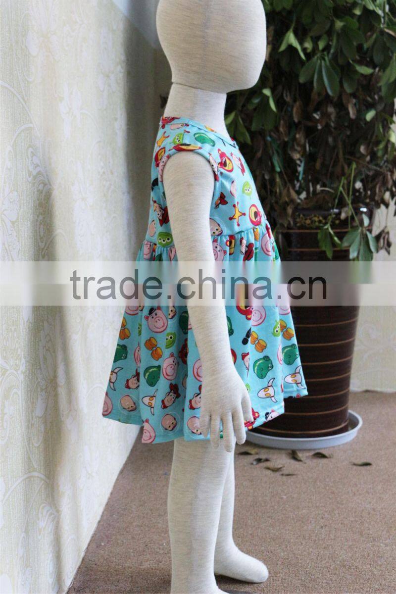 Newest prints baby dress girls pink pig summer dress sleeveless dress for girls of 7 years old