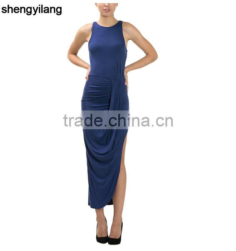Hot sale high quality 95% bamboo 5% spandex Side-Slit Maxi fancy dress china