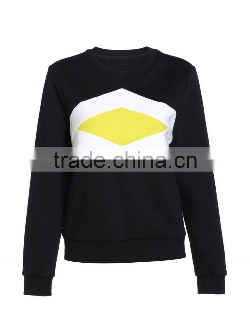 Ladies 100%cotton contrast color pullover Sweatshirt