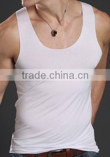 Slim fit 100 cotton men blank white vest wholesale supplier 2016