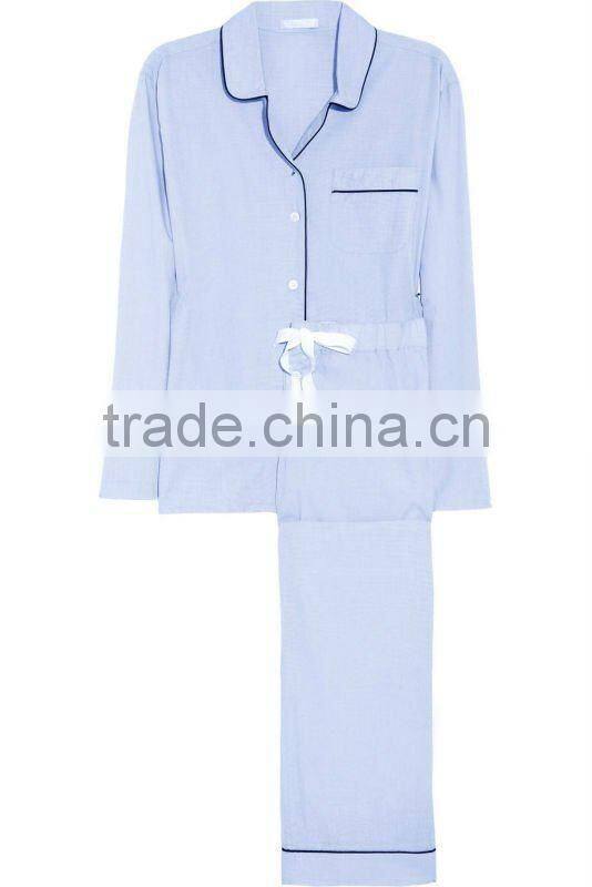 piped cotton pajama set