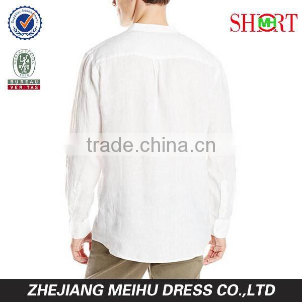Men's Long Sleeve banded open collar Linen Shirt